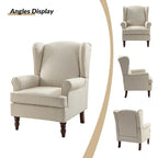 Traditional Fabric Accent Wingback Armchair with Turned Legs