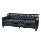 82.28" Wide Transitional Genuine Leather Sofa with Nailhead Trim and Button-Tufted Back