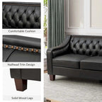 82.28" Wide Transitional Genuine Leather Sofa with Nailhead Trim and Button-Tufted Back