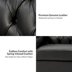 82.28" Wide Transitional Genuine Leather Sofa with Nailhead Trim and Button-Tufted Back