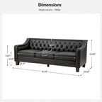 82.28" Wide Transitional Genuine Leather Sofa with Nailhead Trim and Button-Tufted Back