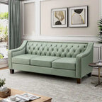 82.28" Wide Transitional Genuine Leather Sofa with Nailhead Trim and Button-Tufted Back