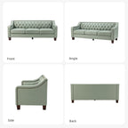 82.28" Wide Transitional Genuine Leather Sofa with Nailhead Trim and Button-Tufted Back