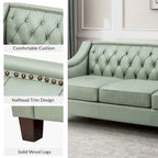 82.28" Wide Transitional Genuine Leather Sofa with Nailhead Trim and Button-Tufted Back