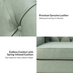 82.28" Wide Transitional Genuine Leather Sofa with Nailhead Trim and Button-Tufted Back
