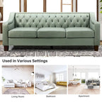 82.28" Wide Transitional Genuine Leather Sofa with Nailhead Trim and Button-Tufted Back