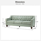 82.28" Wide Transitional Genuine Leather Sofa with Nailhead Trim and Button-Tufted Back