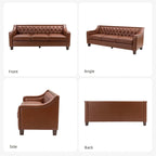 82.28" Wide Transitional Genuine Leather Sofa with Nailhead Trim and Button-Tufted Back