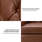 82.28" Wide Transitional Genuine Leather Sofa with Nailhead Trim and Button-Tufted Back