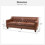 82.28" Wide Transitional Genuine Leather Sofa with Nailhead Trim and Button-Tufted Back