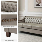 82.28" Wide Transitional Genuine Leather Sofa with Nailhead Trim and Button-Tufted Back