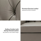 82.28" Wide Transitional Genuine Leather Sofa with Nailhead Trim and Button-Tufted Back