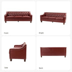 82.28" Wide Transitional Genuine Leather Sofa with Nailhead Trim and Button-Tufted Back