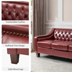 82.28" Wide Transitional Genuine Leather Sofa with Nailhead Trim and Button-Tufted Back