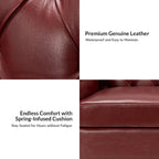 82.28" Wide Transitional Genuine Leather Sofa with Nailhead Trim and Button-Tufted Back