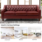 82.28" Wide Transitional Genuine Leather Sofa with Nailhead Trim and Button-Tufted Back