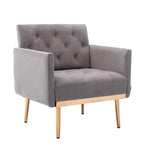 Fauteuil d'appoint capitonné en velours avec pieds dorés
