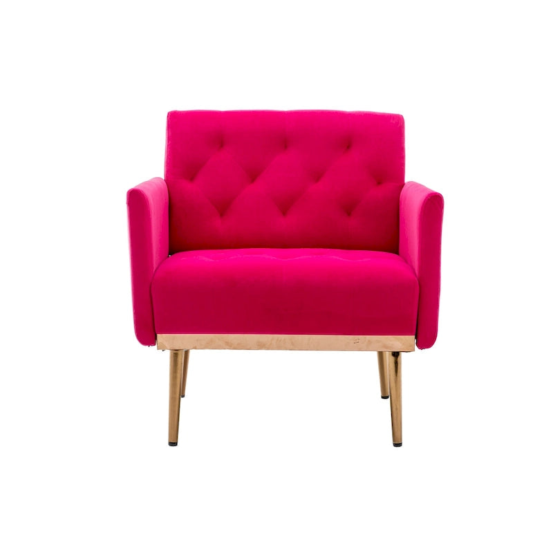 Fauteuil d'appoint capitonné en velours avec pieds dorés