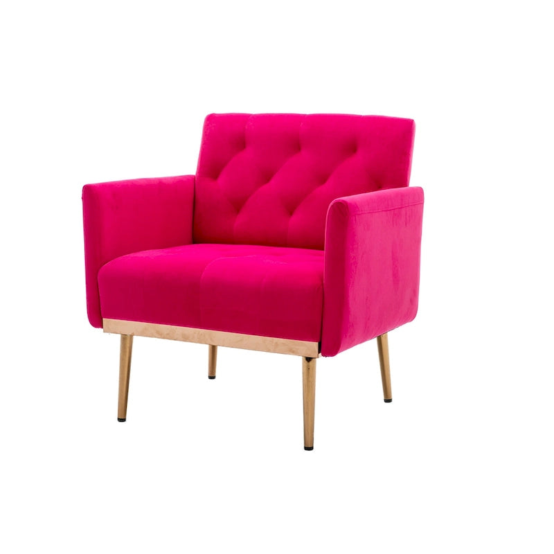 Fauteuil d'appoint capitonné en velours avec pieds dorés