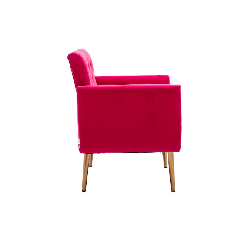 Fauteuil d'appoint capitonné en velours avec pieds dorés