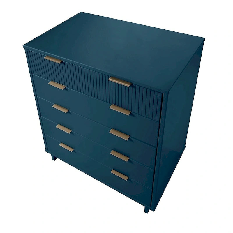 45.27 in. Modern Tall 5-Drawer Dresser with Ribbed Front