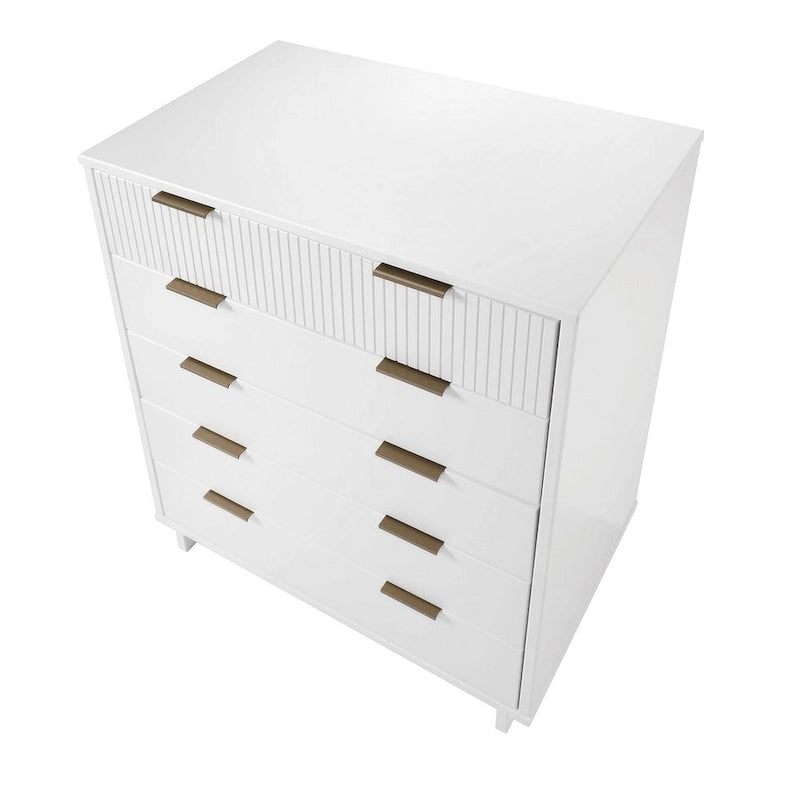 45.27 in. Modern Tall 5-Drawer Dresser with Ribbed Front