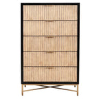 5-Drawer Chest with Textured Wood Faces and Gold Accent Legs