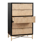 5-Drawer Chest with Textured Wood Faces and Gold Accent Legs