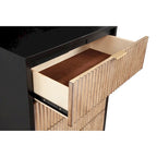 5-Drawer Chest with Textured Wood Faces and Gold Accent Legs