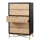 5-Drawer Chest with Textured Wood Faces and Gold Accent Legs