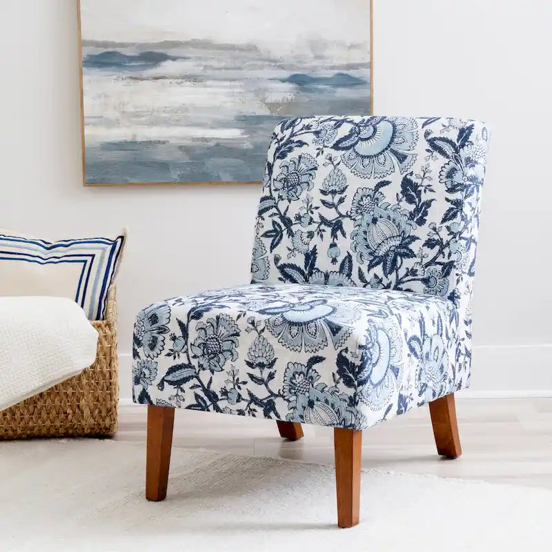 Bradford Blue Paisley Pattern Fabric Accent Chair