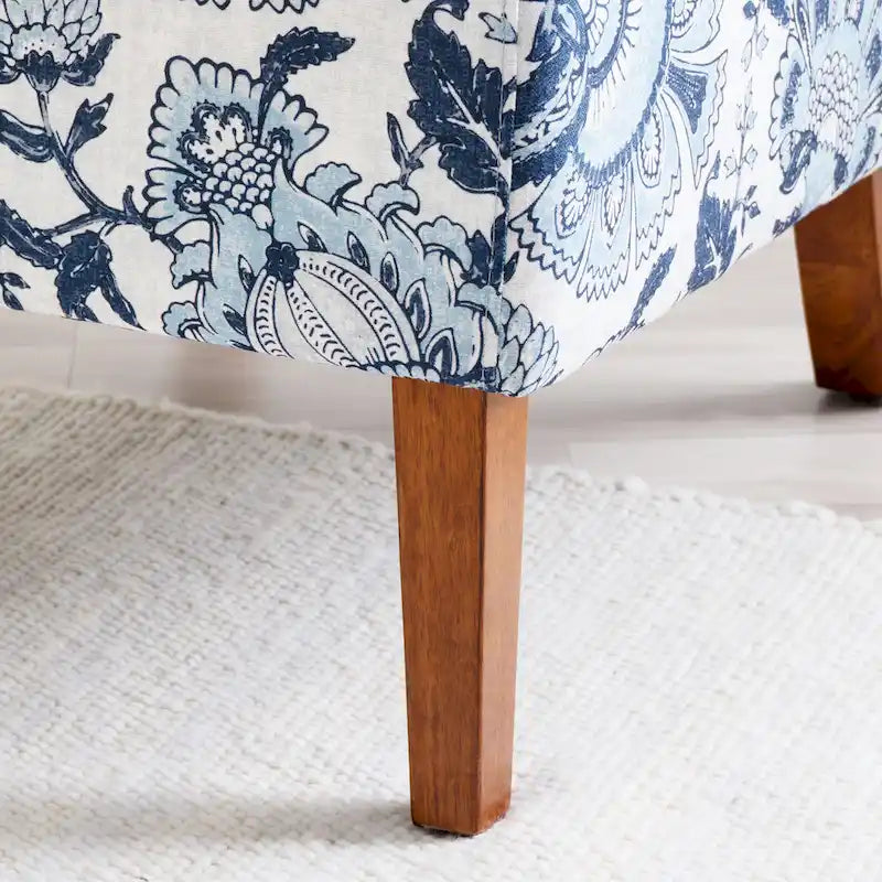 Blue Paisley Pattern Fabric Accent Chair