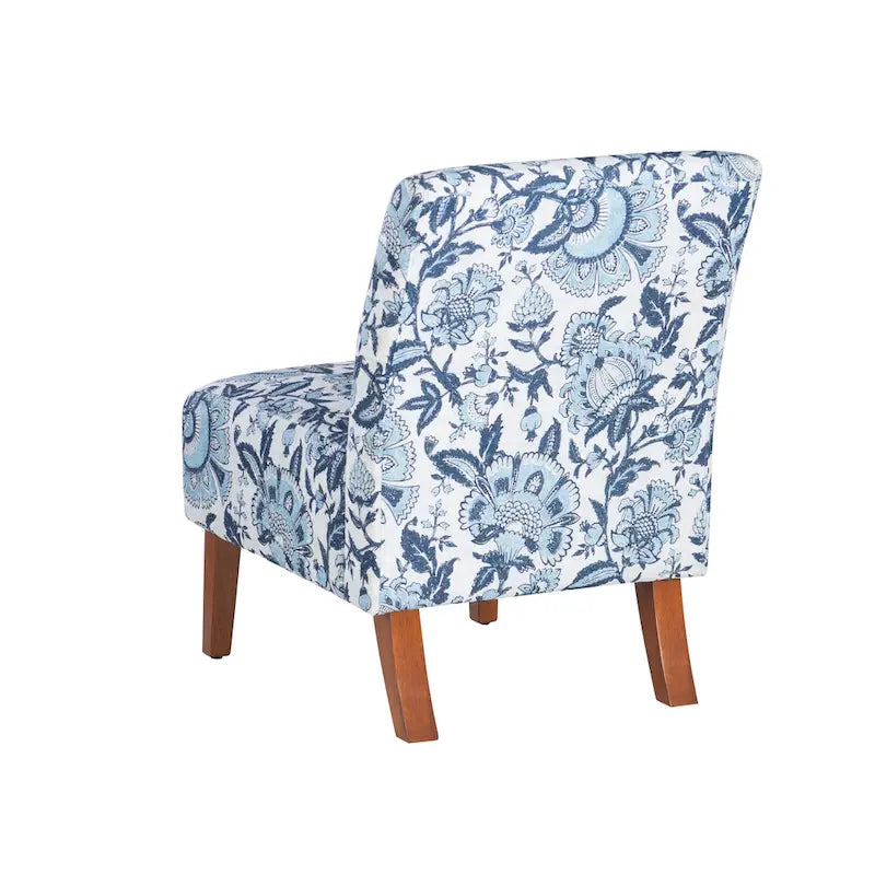 Blue Paisley Pattern Fabric Accent Chair