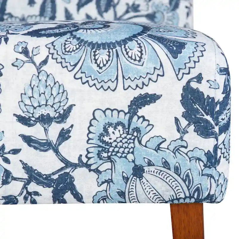 Blue Paisley Pattern Fabric Accent Chair