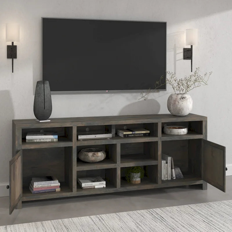 84 inch TV Stand Console for TVs up to 95 inches, No Assembly Required, Barnwood Finish