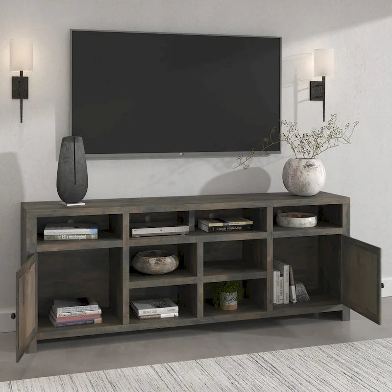 84 inch TV Stand Console for TVs up to 95 inches, No Assembly Required, Barnwood Finish