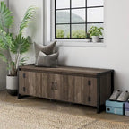 DH BASIC Industrial Oak 49-inch Iron Legs Storage Bench by 