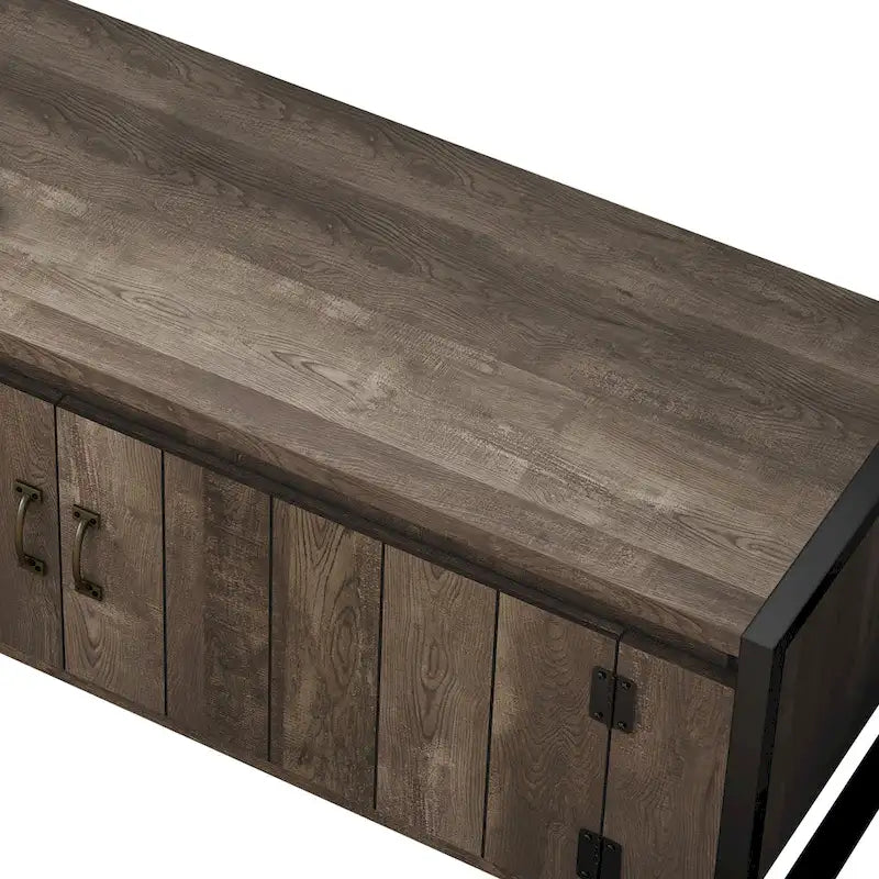 Industrial Oak 49-inch Iron Legs Storage Bench