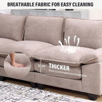 25.2 Deep Seat Sectional Sofa Couch 3 Seats L-Shape Design for Living Room