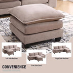 25.2 Deep Seat Sectional Sofa Couch 3 Seats L-Shape Design for Living Room