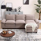 25.2 Deep Seat Sectional Sofa Couch 3 Seats L-Shape Design for Living Room