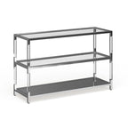 Contemporary Chrome 48-inch Glass 2-Shelf Sofa Table