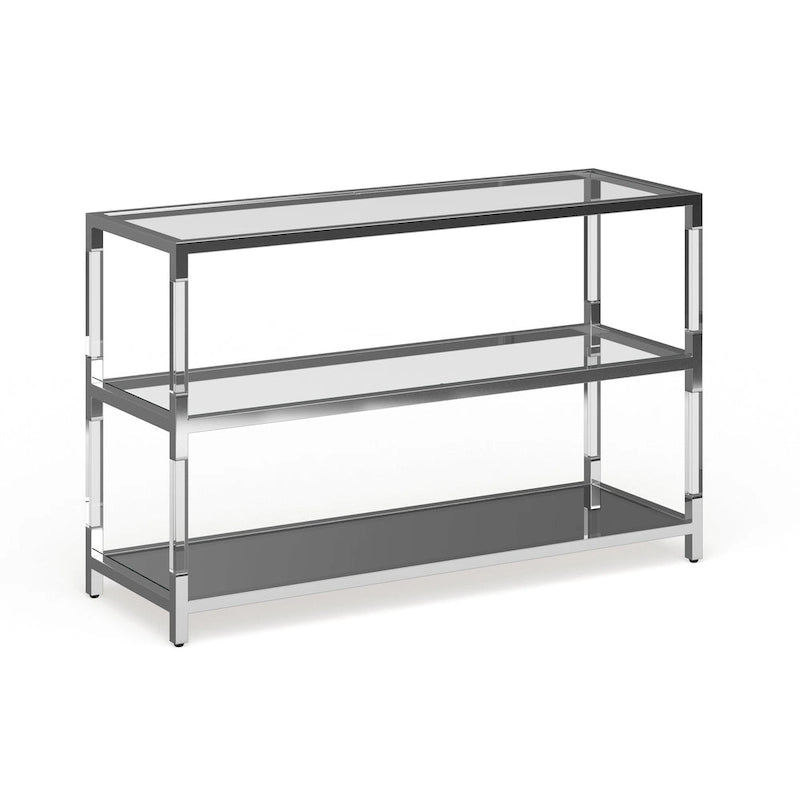 Contemporary Chrome 48-inch Glass 2-Shelf Sofa Table