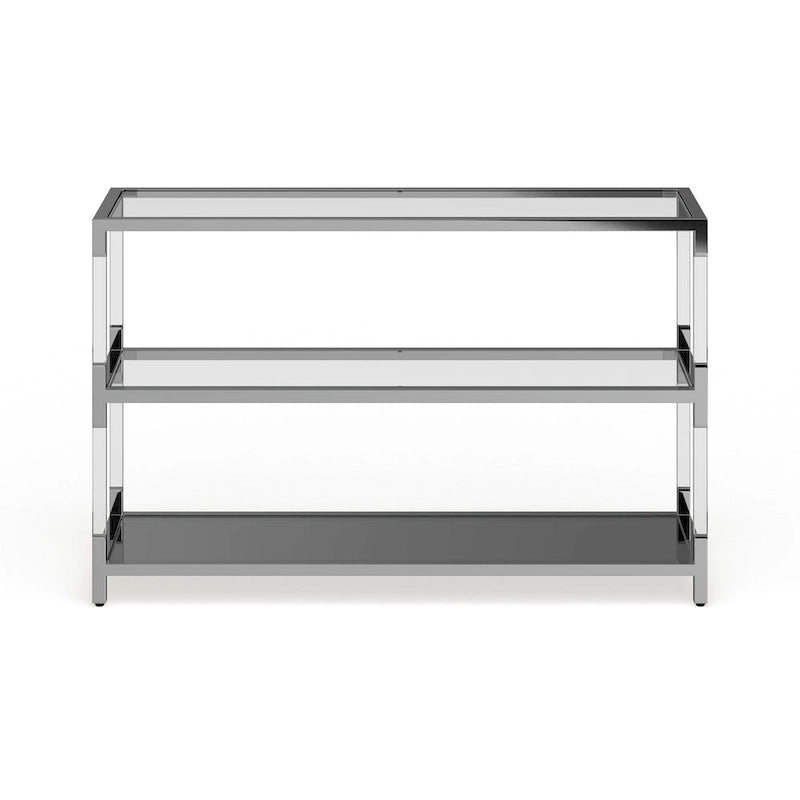 Contemporary Chrome 48-inch Glass 2-Shelf Sofa Table