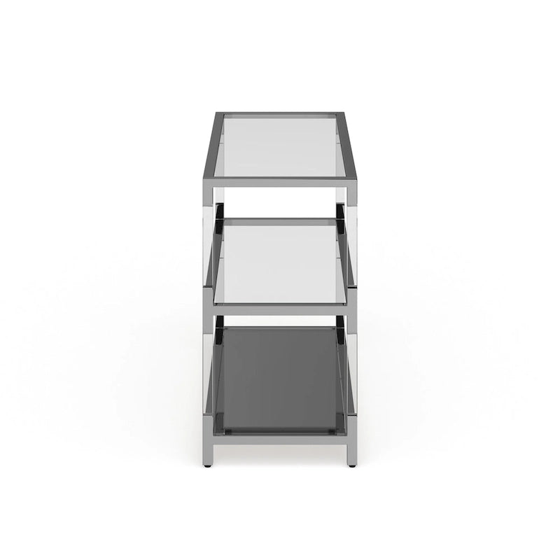 Contemporary Chrome 48-inch Glass 2-Shelf Sofa Table