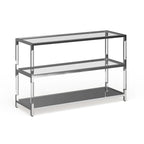Contemporary Chrome 48-inch Glass 2-Shelf Sofa Table