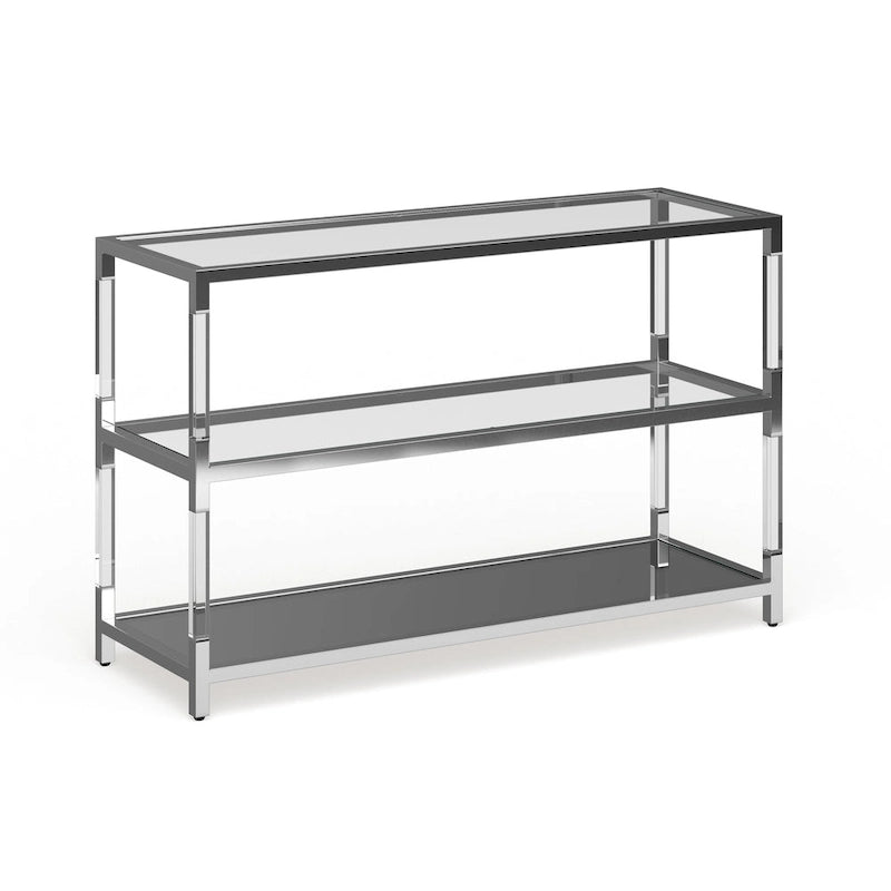 Contemporary Chrome 48-inch Glass 2-Shelf Sofa Table