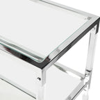 Contemporary Chrome 48-inch Glass 2-Shelf Sofa Table