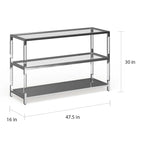 Contemporary Chrome 48-inch Glass 2-Shelf Sofa Table