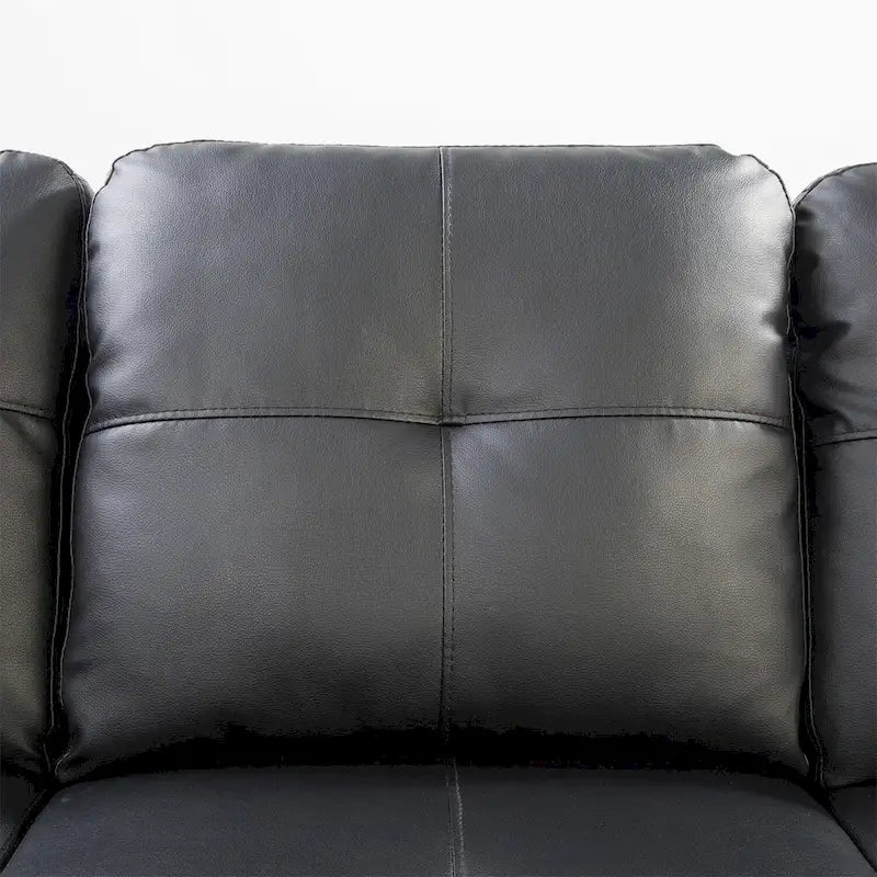 Faux Leather Sectional Sofa with Ottoman and 2 Pillows